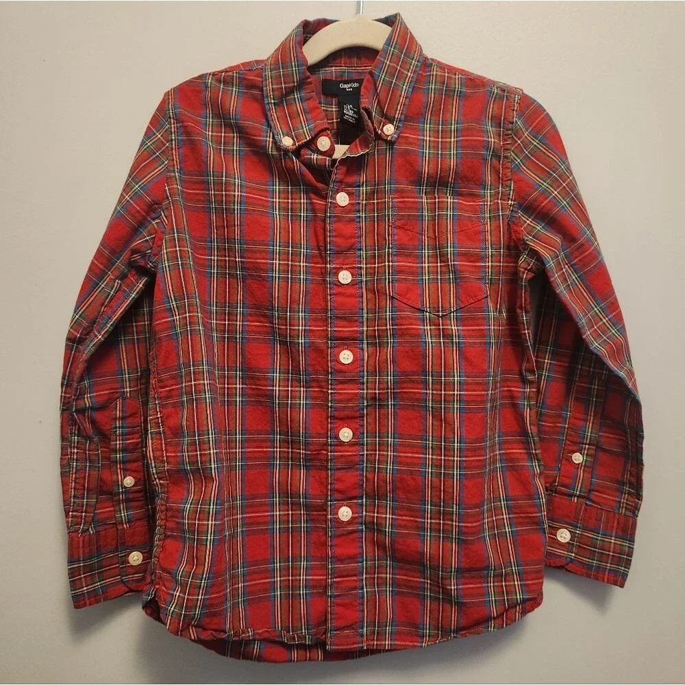 Gap Kids Red Plaid Shirt Size Small